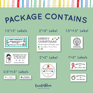 Cotton Christmas Cotton Collection Pack Christmas Sewing Labels, Personalized Sewing Labels, Custom sewing tags, iron on labels