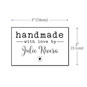 Cotton Modern Blanket Label with Heart (2"x3"-Cotton) personalized sewable labels