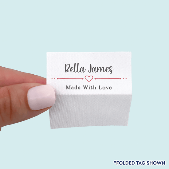 Cotton Modern Heart (2"x1"-Cotton) custom product labels fabric tags