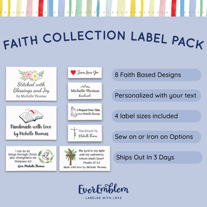 Cotton Faith Labels Collection Pack custom clothing labels custom tags for clothing clothing label maker