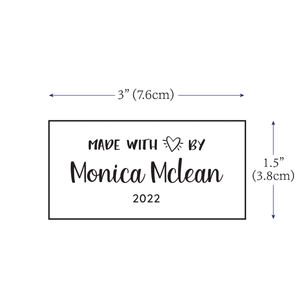 Cotton Large Modern Made with Love (1.5"x3"-Cotton) custom fabric labels for handmade items