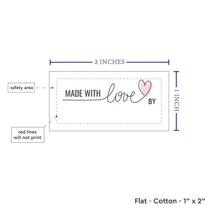 Cotton Heartfelt Script (2"x1"-Cotton) custom clothing labels sew on custom sew in tags custom sewing tags