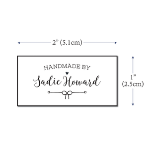 Cotton Bow and Heart (2"x1"-Cotton) custom iron on cotton tags