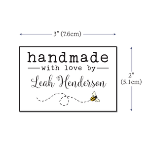 Cotton Flying Honeybee (2"x3"-Cotton) personalized sewable labels