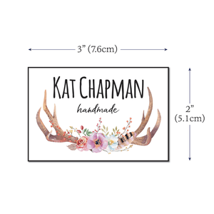 Cotton Boho Antlers and Flowers (2"x3"-Cotton) labels for handmade items