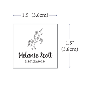 Cotton Geometric Unicorn (1.5"x1.5"-Cotton) custom iron on cotton tags