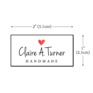 Cotton Simple Heart (2"x1"-Cotton) personalized sewable labels