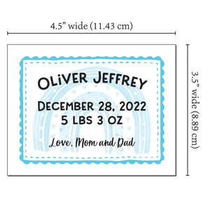 Blue Rainbow Baby Label