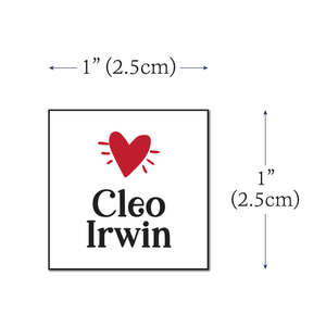 Cotton Sparkling Heart (1"x1"-Cotton) custom iron on cotton tags