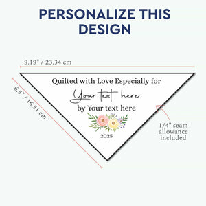 Floral triangle label Sewing labels for quilts custom quilting labels quilt name tags