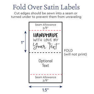 Satin Modern Text Satin Tags, 1.5" Ribbon custom shirt tags