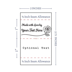 Satin Rose Satin Labels - 2" wide Ribbon custom clothing labels sew on
