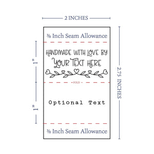 Satin Heart border labels - 2" wide Ribbon sg04 custom clothing labels sew on