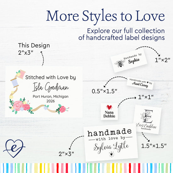 Thread and Flowers (2"x3" Cotton - 12 labels/set)