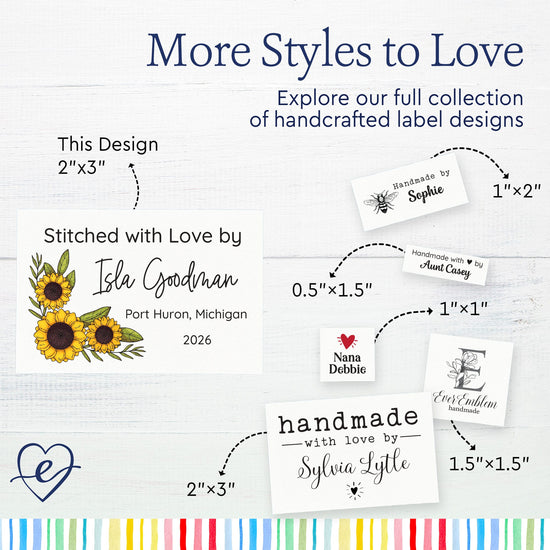 Cotton Large Sunflowers (2"x3"-Cotton) labels for handmade items