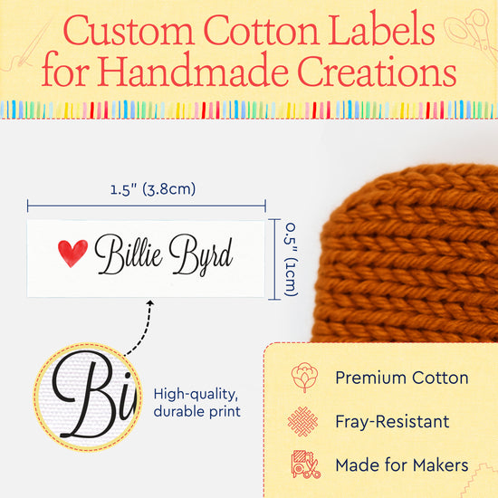 Tiny Heart Labels (0.5"x1.5"-Cotton)