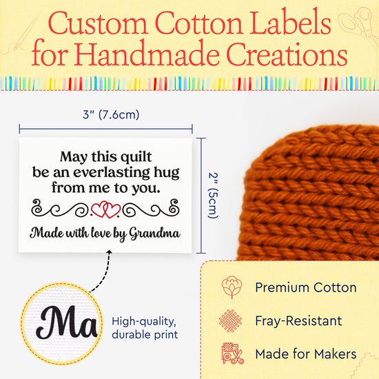 Double Heart Quote (2"x3" Cotton - 12 labels/set)