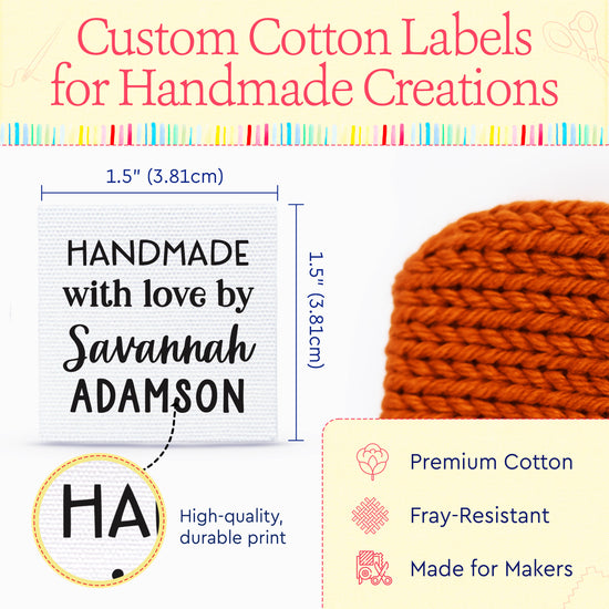 Text only square (1.5"x1.5"-Cotton)