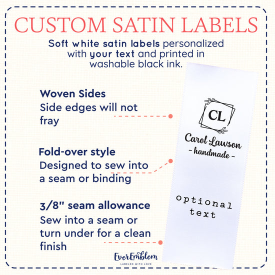 Monogram Satin Labels (1.5" wide - Satin)