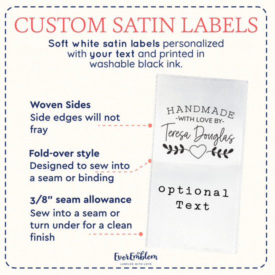 Farmhouse Heart Satin Tags (1.5" wide - Satin)