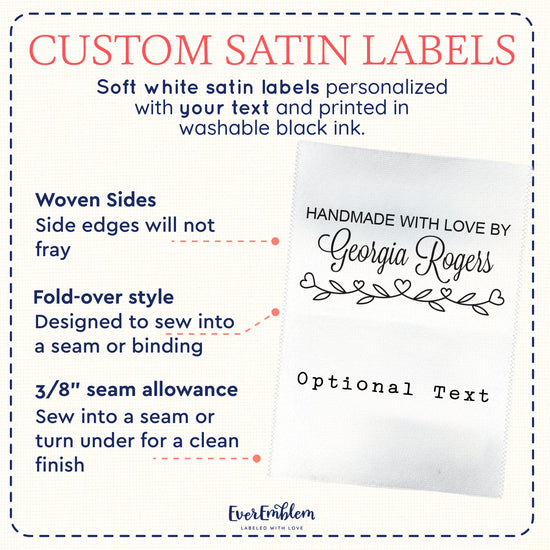 Heart border labels (2" wide - Satin)