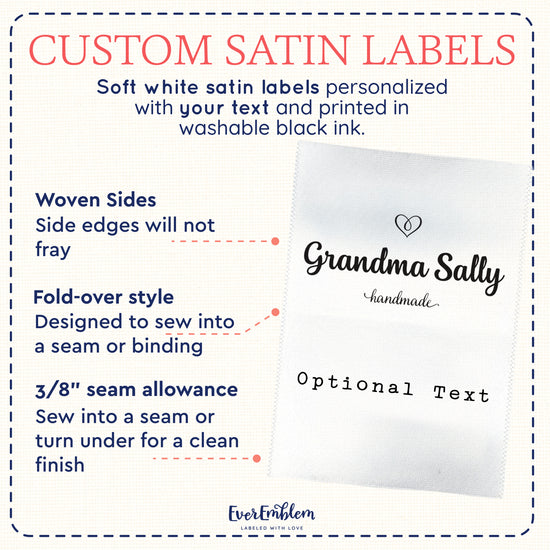 Simple Heart Satin Tag Set (2" wide - Satin)