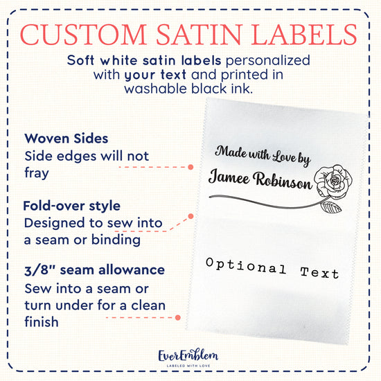 Rose Satin Labels (2" wide - Satin)