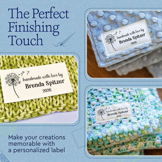 Cotton Wishing Flower Blanket Tag (1.5"x3"-Cotton) clothing label printer fabric label printer label printer for clothes