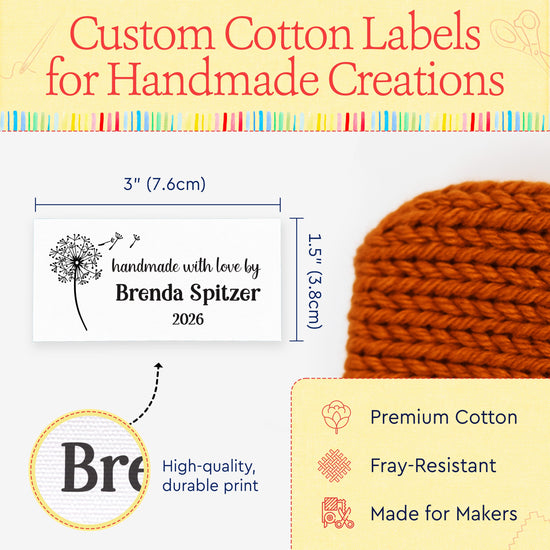 Cotton Wishing Flower Blanket Tag (1.5"x3"-Cotton) clothing label printer fabric label printer label printer for clothes