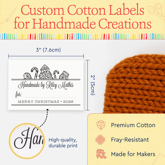 Cotton Holiday Treats with Fill in Blanks (2"x3" Cotton - 12 labels/set) cotton labels custom fabric stickers custom cotton labels