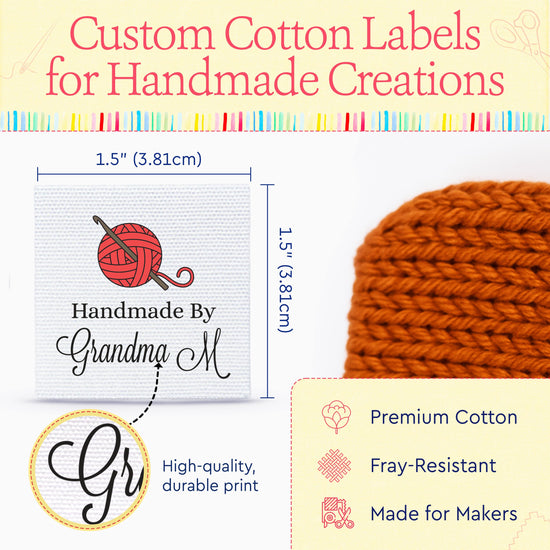 Cotton Crochet Yarn Ball (1.5"x1.5"-Cotton) crochet labels made by tags for crochet crochet tags personalized tags for crochet