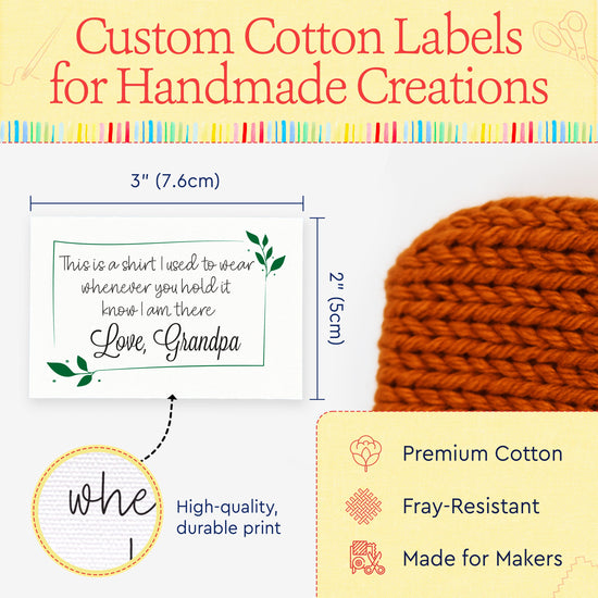 Cotton Leaf Quote (2"x3" Cotton - 12 labels/set) crochet tags crocheted by tags crochet labels
