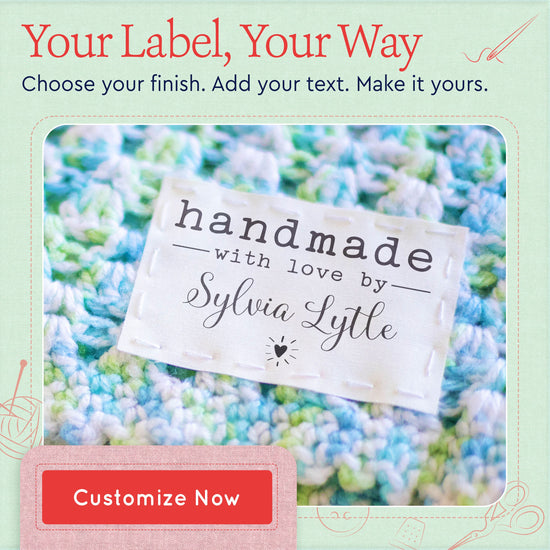 Cotton Modern Blanket Label with Heart (2"x3"-Cotton) crochet tags personalized tags for crochet labels for crochet items