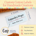 Cotton Modern Heart (2"x1"-Cotton) custom beanie tags inside hat labels beanie labels
