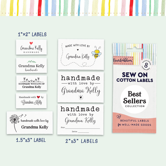 Cotton Best Sellers Collection Package - Personalized custom clothing labels custom tags for clothing clothing label maker