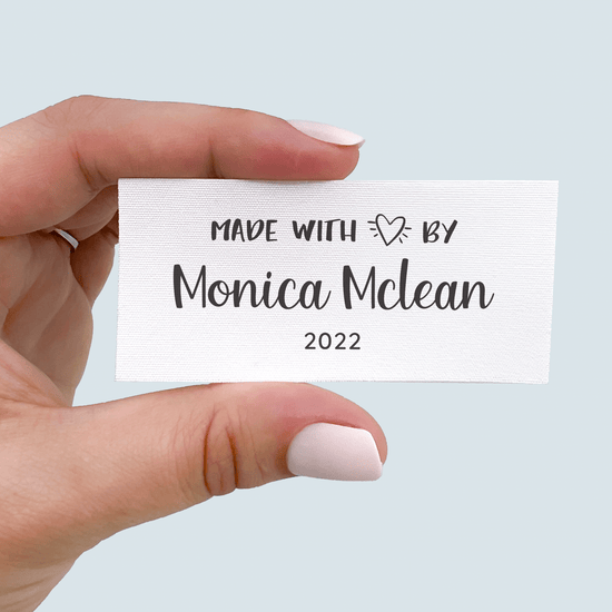 Cotton Large Modern Made with Love (1.5"x3"-Cotton) custom fabric labels for handmade items