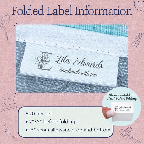 Cotton Floral Letter (2"x1"-Cotton) custom clothing labels sew on custom sew in tags custom sewing tags