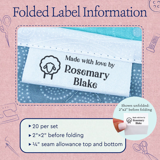 Cotton Fuzzy Sheep (2"x1"-Cotton) custom clothing labels sew on custom sew in tags custom sewing tags