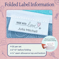 Cotton Heartfelt Script (2"x1"-Cotton) custom clothing labels sew on custom sew in tags custom sewing tags