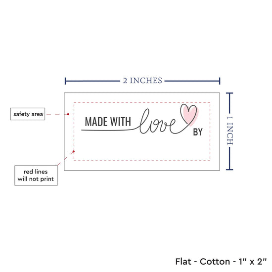 Cotton Heartfelt Script (2"x1"-Cotton) custom clothing labels sew on custom sew in tags custom sewing tags