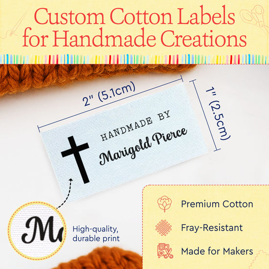 Cotton Faithful Hands (2"x1"-Cotton) custom clothing labels sew on custom sew in tags custom sewing tags