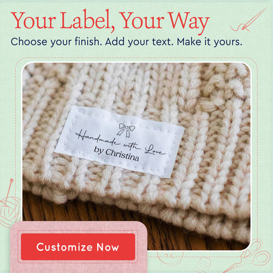 Cotton Signature Bow (2"x1"-Cotton) custom clothing labels sew on custom sew in tags custom sewing tags