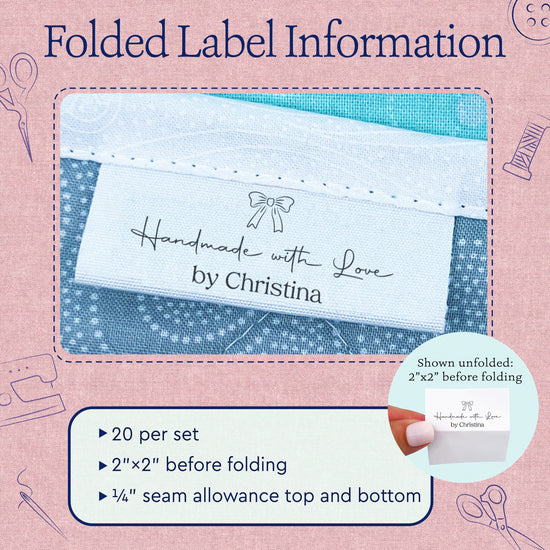 Cotton Signature Bow (2"x1"-Cotton) custom clothing labels sew on custom sew in tags custom sewing tags