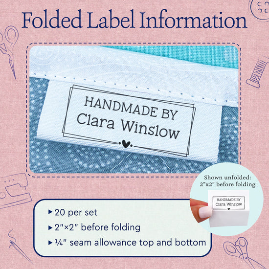 Cotton Framed with Love (2"x1"-Cotton) custom clothing labels sew on custom sew in tags custom sewing tags