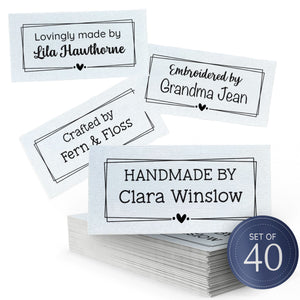 Cotton Framed with Love (2"x1"-Cotton) custom clothing labels sew on custom sew in tags custom sewing tags
