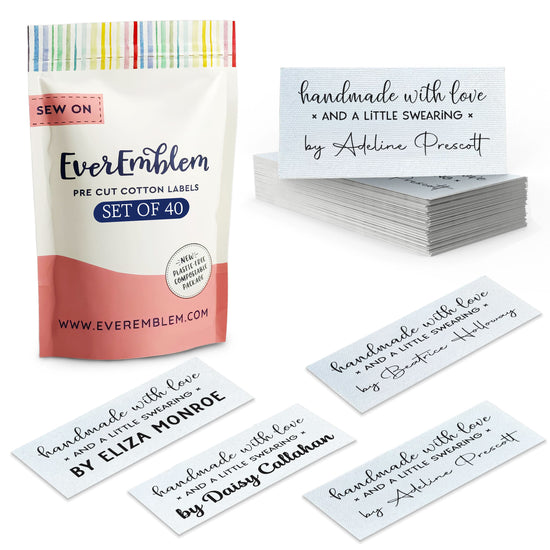 Cotton Love and Swearing (2"x1"-Cotton) custom clothing labels sew on custom sew in tags custom sewing tags