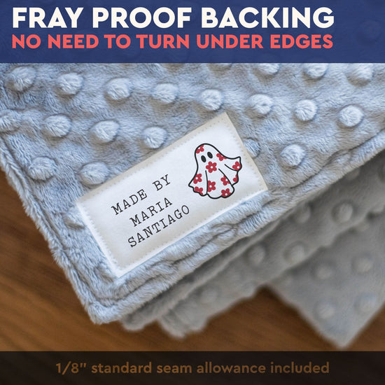 Cotton Spooky Flower Ghost (1.5"x3"-Cotton) custom cotton label, quilt label personalized, ideas for quilt labels, quilt labels sayings