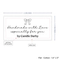 Cotton Signature Bow Tag (1.5"x3"-Cotton) custom cotton label, quilt label personalized, ideas for quilt labels, quilt labels sayings