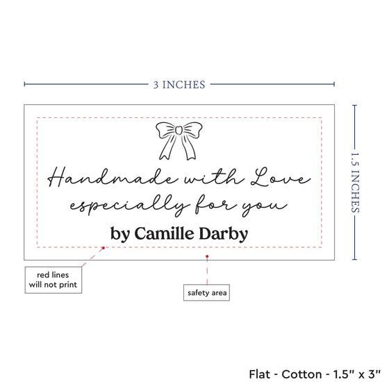 Cotton Signature Bow Tag (1.5"x3"-Cotton) custom cotton label, quilt label personalized, ideas for quilt labels, quilt labels sayings