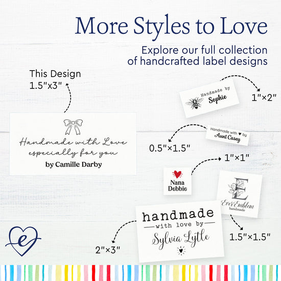 Cotton Signature Bow Tag (1.5"x3"-Cotton) custom cotton label, quilt label personalized, ideas for quilt labels, quilt labels sayings